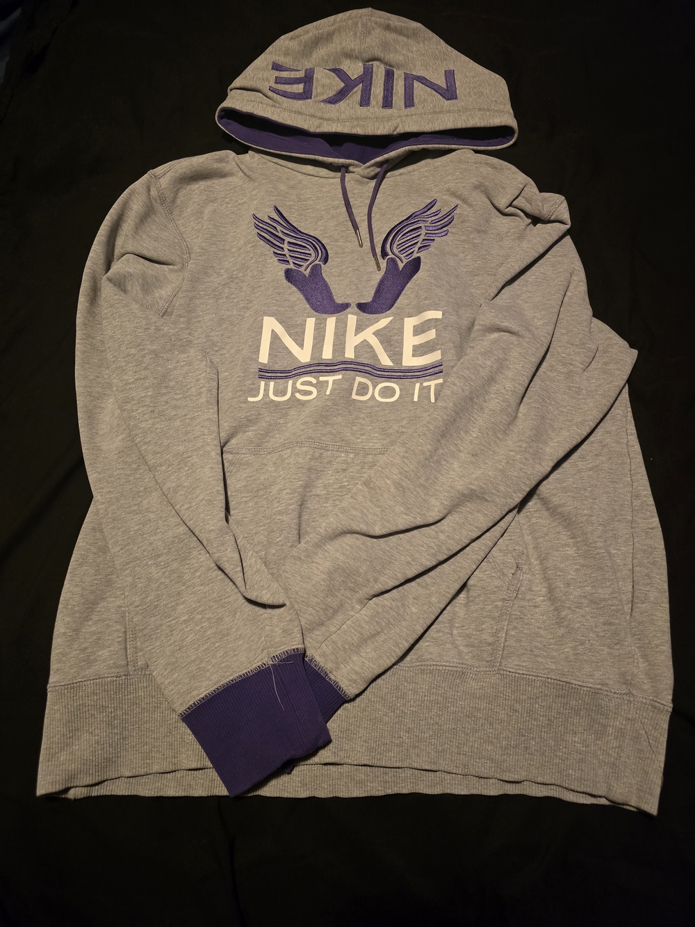 Nike Gray & Purple Hooded Sweatshirt - Just Do It